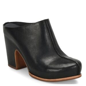 Kork-Ease Sagano Black Leather Mules with Block Heel